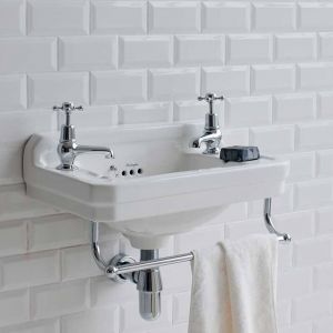 BURLINGTON Edwardian B8T6 Umywalka retro mała wąska wisząca z wieszakiem 51x30