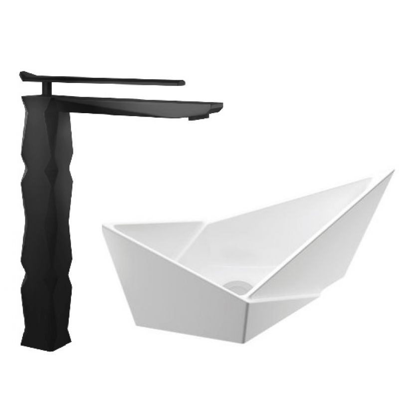 Komplet bateria umywalkowa Ikon czarna i umywalka nablatowa