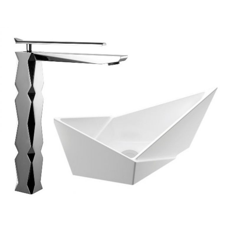 Komplet bateria umywalkowa Ikon chrom i umywalka nablatowa