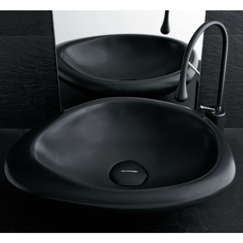 MASTELLA DESIGN Sasso Sa00 Nietypowa czarna nablatowa umywalka