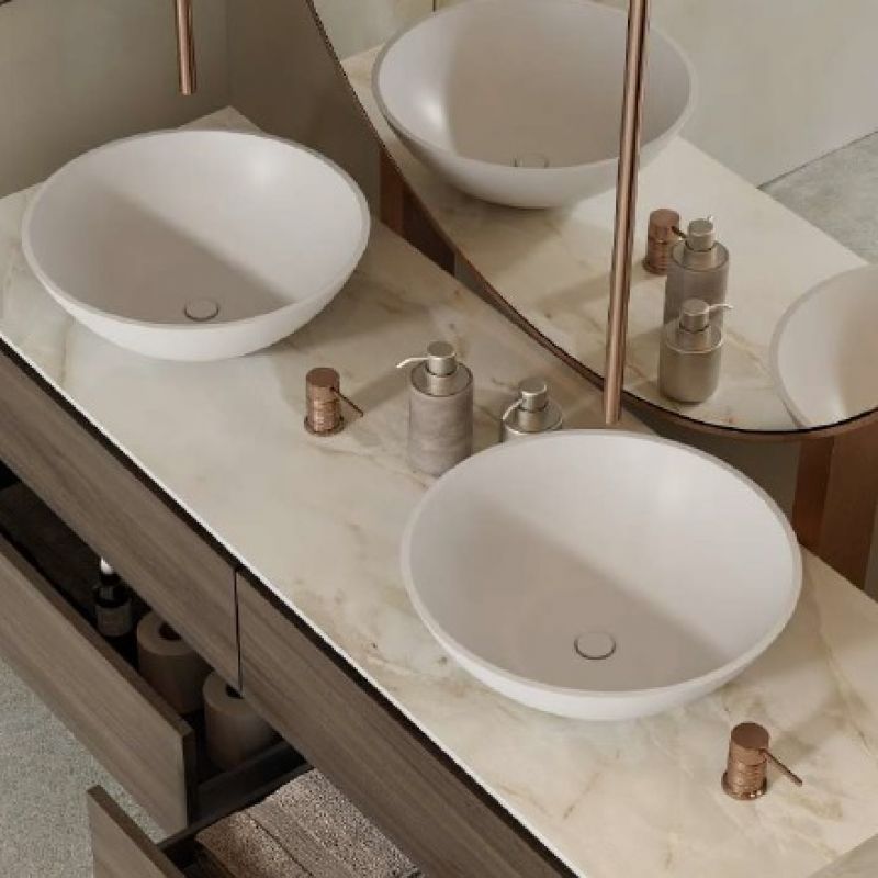 MOMA DESIGN Gold 4 Umywalka nablatowa kompozytowa okrągła