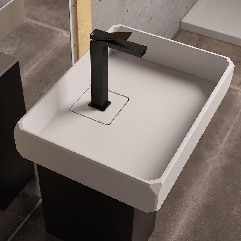 MOMA DESIGN Keplero 2 Umywalka nablatowa kompozytowa prostokątna z otworem na baterię