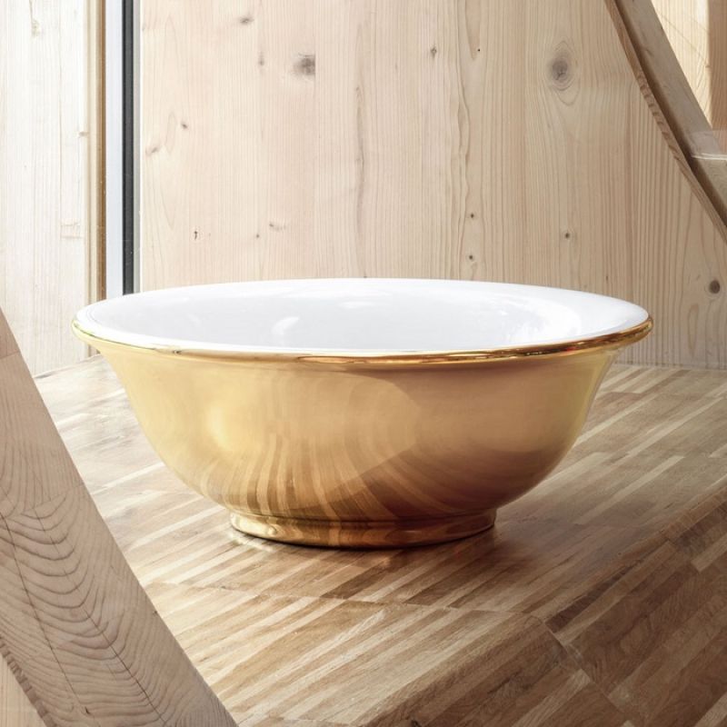 CERAMICA FLAMINIA Boll BL42L Umywalka blatowa złoto biała okrągła